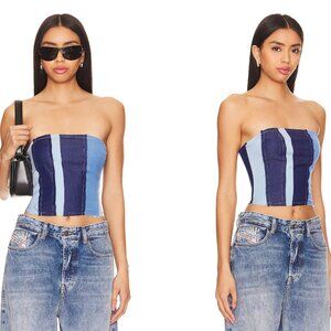 MORE TO COME Tie-Up Denim Vitta Corset Top | Size Small